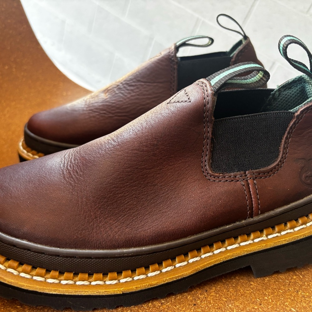 Georgia Boot Brown Leather Slip-On Boots